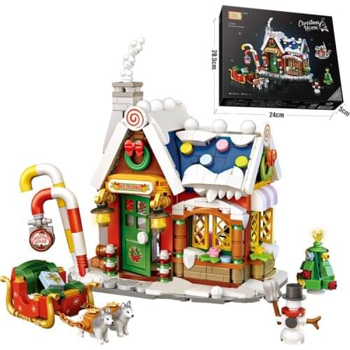 LOZ 788pcs Mini Christmas House Model Building Block Santa Claus Snowman Dolls Architecture Sets Bricks DIY Children Toy Gifts