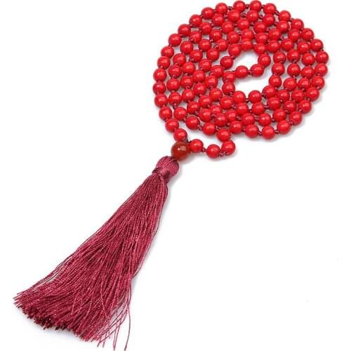 Mala 108 Stone Bead Tassels Necklace Sweater Chain Posimi Second Jewelry Lol Colar Boho