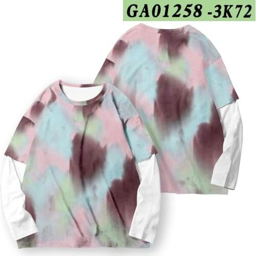 Men Women Casual Fake Two Pieces Sweatshirts Harajuku Printed Couple Long Sleeve T-shirt Loose Pullovers Spring XXS-4XL