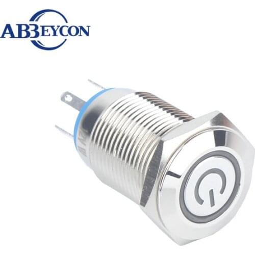 SET104 Power symbol illuminated led 16mm self-locking function push button switch with harness set