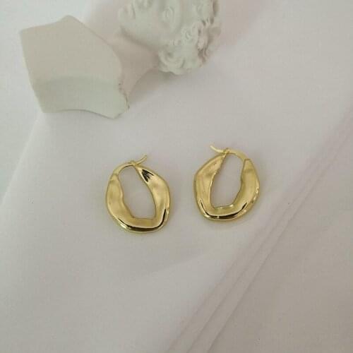 LOVOACC Gold Color Irregular Hoop Earrings Small Chunky Hoops Earrings Minimalist Earrings Alloy Metal Statement Insta Jewelry