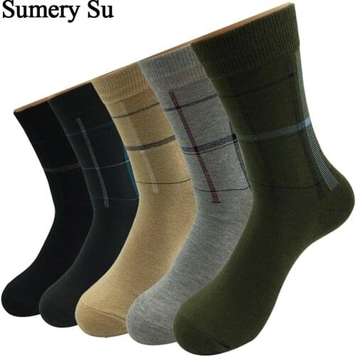 5 Pairs/Lot Socks Men Dress Wedding Crew Healthy Cotton Casual Long Breathable Soft Socks Gift for Male