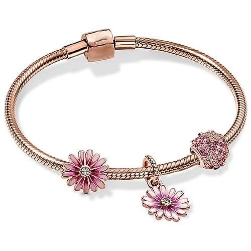2020 Spring 925 Silver New Rose Gold Daisy ZT0576 Bracelet Set Romantic Beauty Original Ladies Jewelry Gift
