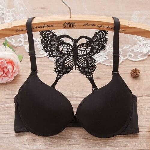 Pure color lace sexy front buckle Y-shaped beautiful back super gathered butterfly lace adjustable glossy girl underwear bra