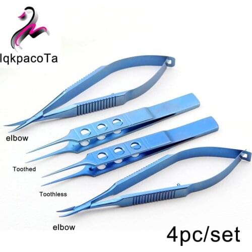 New 11cm Stainless steel Ophthalmic Microsurgical Instruments Needle Holder Micro scissors Tweezers hand Surgery 4pcs/set