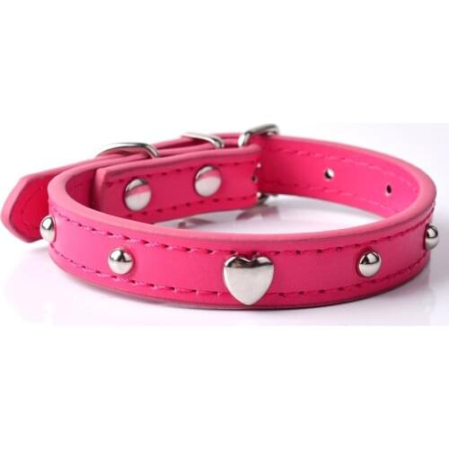 Pet Puppy Dog Collar Pink Color Cat Necklace Bling Heart Studded Strap For Chihuahua Small Dogs Red Purple Black