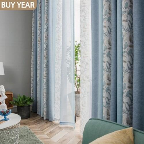 Pastoral Curtains for Living Dining Room Bedroom Fresh Style Imitation Linen Printed Curtains Finished Product Customization