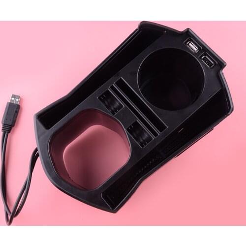 Front Interior Console Storage Box Trim with USB Black Fit for Honda Civic Sedan 2016 2017 2018 2019 2020