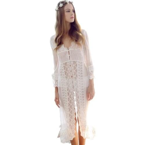 White Color Sexy womens Summer Robes Free Shipping Long Nightwear Wedding Bridal Nightwear Bathrobes Plus Size M L XL New Style