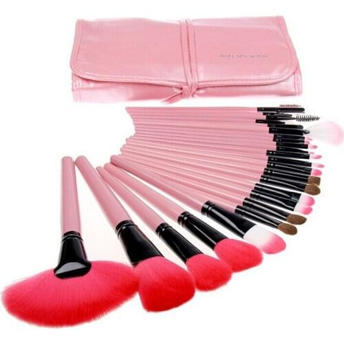 Professional 24pcs/set Makeup Brushes Set pinceis maquiagem Foundation Brush Set Case Make up Tools Pink