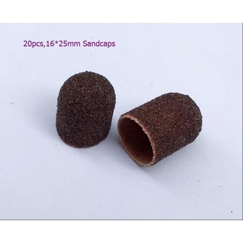 20pcs/lot 16*25mm 80Grit professional Nail sanding cap with 1 16mm Rubber as gift for electric nail drill manicure pedicure