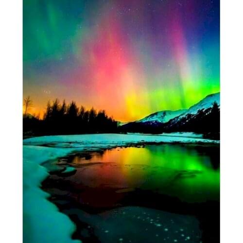 Frame Diy Painting By Numbers Aurora Lake On Canvas Drawing Landscape Handpainted Wall Decor Art Gift Coloring By Number Adults