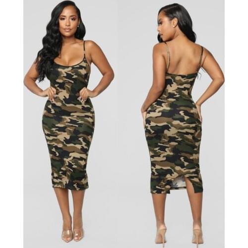Newest Fashion Summer Dress Fashion Camouflage Womens Bodycon Sleeveless Sundress Ladies Summer Beach Casual Party Dress