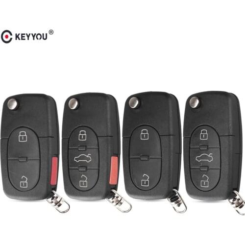 KEYYOU Folding Remote Car Key Case Shell For Audi TT A2 A3 A4 A6 A8 TT Quattro CR2032/CR1616 2/2+1/3/3+1 Buttons HU66 Blade