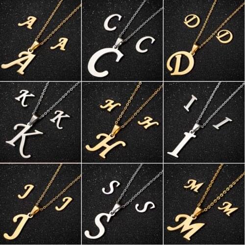 SMJEL Stainless Steel Arabic Letters Necklace Women bijoux 26 Letters Alphabet Necklaces Name Initial Gold Jewelry Gifts Girls