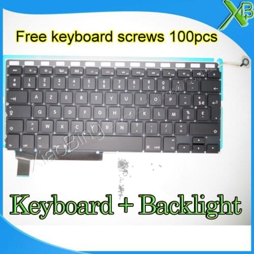 Brand New AZERTY FR French keyboard+Backlight Backlit+100pcs keyboard screws For MacBook Pro 15.4" A1286 2009-2012 Years