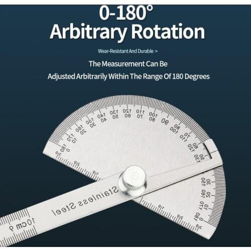 180 Degree Protractor Stainless Steel Goniometer Metal Angle Finder Carpenters Ruler Woodworking Tool Measuring Tools 100/150mm