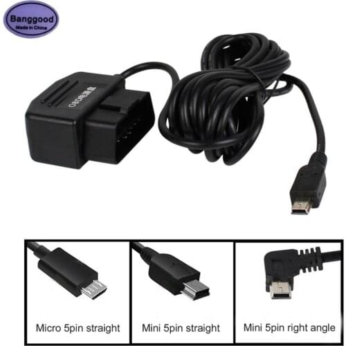 Output 5V 2A 16 Pin to Mini Micro 5PIN USB Ports Car OBD Cigarette Adapter Lighter Power Box w/ 3.5m Cable For Dash Cam Charging