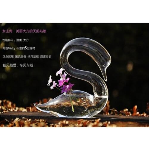 1 Pair Glass Swan Flower Planter Hydroponic Vase Terrarium Container Decor