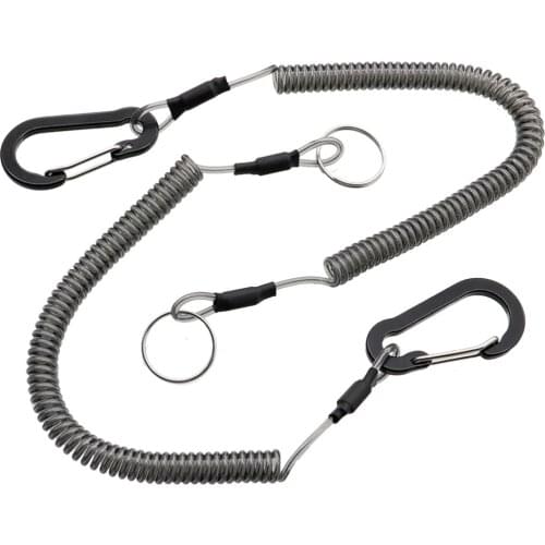 10 Pcs 2.3MM Fishing Lanyard Retractable Elastic Steel Ropes Key Rings Anti-Lost Spring Fishing Tether for Outdoor - 1.5M Stretc