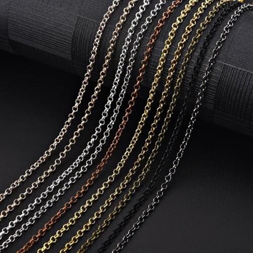 10pcs Metal Losster Clasps Necklace Chains Brass Bulk Cuban Link Chains For DIY Jewelry Making Findings Supplies 55cm