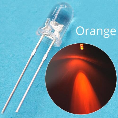 100Pcs 5mm Round Orange Amber Super Bright Light Emitting Diodes LED Smd Water Clear Light Lamp 5000-6000mcd Diy F5 5mm Diode