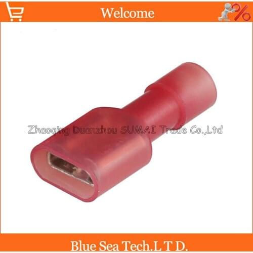 200pcs/lot FDFN1.25-250 red female cold-pressed terminal insulated terminal for 0.5-1.5mm2,22-16 AWG Wire 10A