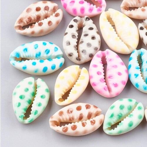 200Pcs Printed Cowrie Shell Beads No Hole Undrilled For DIY Necklaces Bracelets Earrings Jewelry Making Finding Accessories