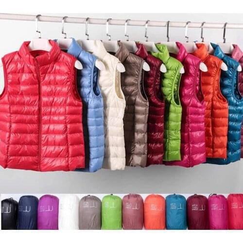 2021 New Ultra Light Down Vest Women Short Vest Windproof Lightweight Warm Waistcoat Female White Duck Down Down Coat Sleeveless