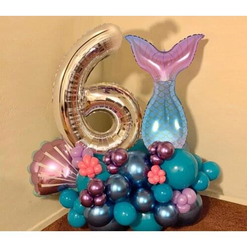 31pcs Mermaid Party Latex Balloon 30inch Number Foil Balloons Kids Baby Shower Wedding Decor Birthday Party Decoration Supplies