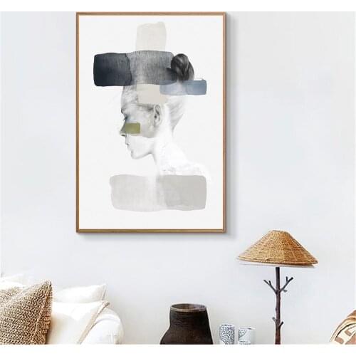 Abstract Women Line Drawing Nordic Poster Prints Modern Canvas Painting Wall Art Yellow Girl Wall Picture Bedroom Home Decor
