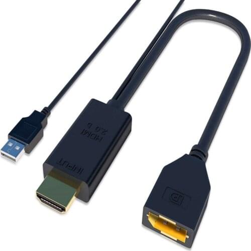 HDMI-compatible To DisplayPort Converter Adapter Male To Female Extensions 4K Cable 3840x2160 with USB 2.0 Power for Laptop PC