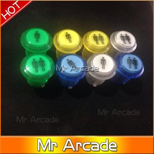 Free shipping illuminated 12v LED Arcade Push Button with microswitch 5 colors 1pcs colorful player 1 and 2 button