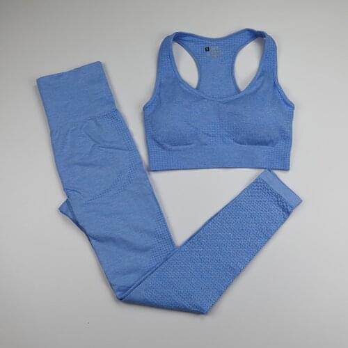 10 Colors Seamless Yoga Set Women Fitness Clothing Sportswear High Waist Gym Leggings+Push Up Sport Bra 2 Piece Sports Suits