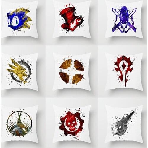 Cartoon Watercolor icons Cushion Cover Cute Creative Pillow Case Cotton Linen Decorative Pillowcase Cushion Cover Home Decor