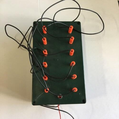 Escape room takagism game props plug wire box all the wires are inserted into the right sockets to unlock charmber room