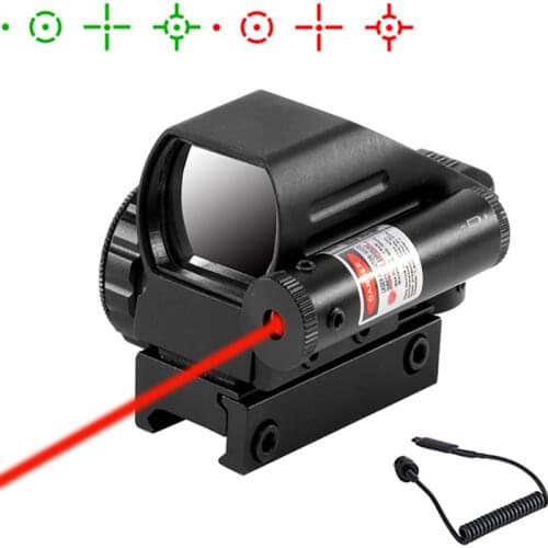 HD103B Red Dot Sight 1x22x33 Illumination 4 Reticle Reflex Riflescope Red Laser and Windage Adjustment for Airsoft 20MM Rail