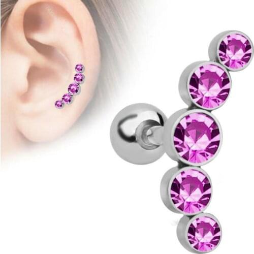 1PC Surgical Steel Charming Crystal Ear Tragus Cartilage Stud Helix Piercing Screw End ball Lobe Earrings Barbell Jewelry Hot