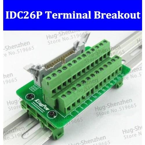 IDC26P IDC 26 Pin Male Connector to 26P Terminal Block Breakout Board Adapter PLC Relay Terminals DIN Rail Mounting Shell--5pcs