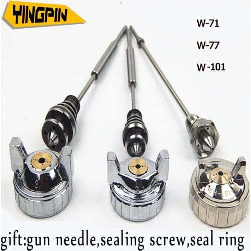 Spray gun Needle,Nozzle and Flow cap wholesale and retail originHVLP 1.0/1.3/1.5/1.8/2.0/2.5./3.0mm apply to w-71 w-77 w-101