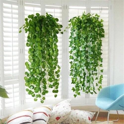 Artificial Green Plants Hanging Ivy Leaves Fake Flowers Vine Garland Wall Hanging Basket Flower Plant Home Garden Office Decor