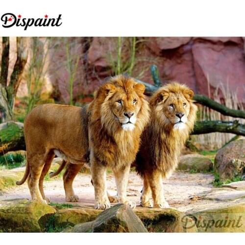 Dispaint Full diamond Painting "Animal lion" Resin Drill Embroidery 5D Diy Diamond Painting Handmade Cross Stitch gift A27765