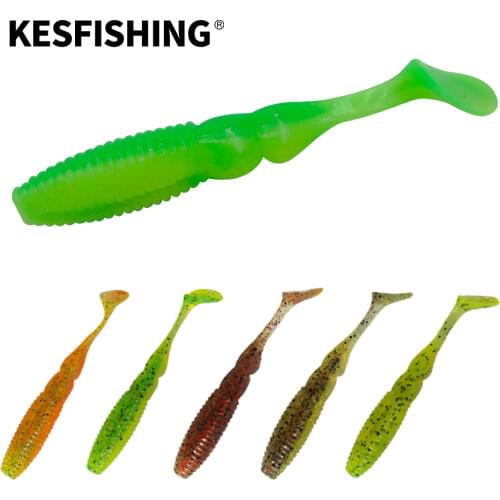 KESFISHING Pesca Fishing Lure Soft Silicone Ammonite Shad 75mm 8pcs 4.6g Crankbait Carp Fishing Tackle Green Spinner