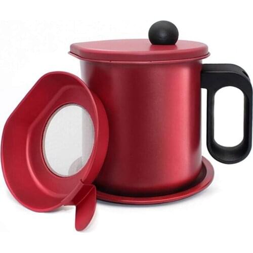 Cooking Oil Container with Strainer,Oil Container Kitchen, Anti-Scald Handle and Anti-Slip Coasters