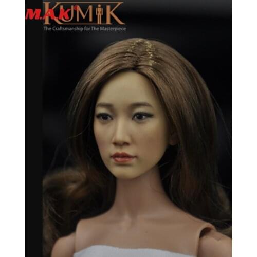 KUMIK 1/6 Planted Hair Makeup Head Sculpt KM16-27B Fit 12'' Female Action Figure in stock items