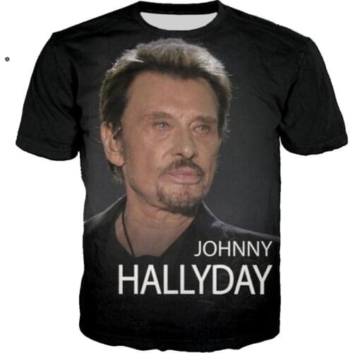 3D Print Johnny Hallyday Summer Fashion T shirt Unisex Rock Streetwear Tshirt Boy O-neck Tee Men Clothes 2019 Top Oversized 5XL