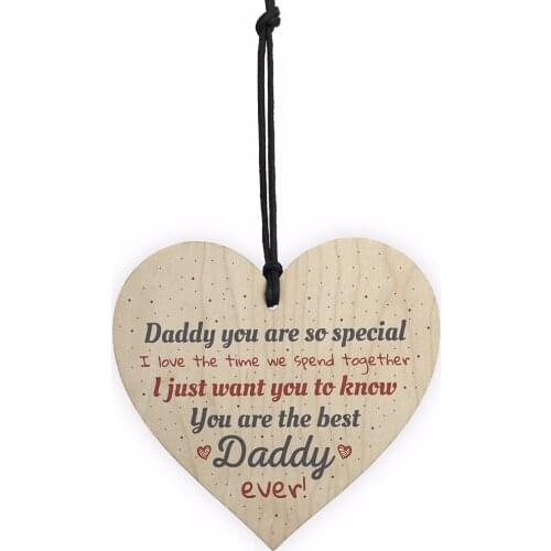 Best Daddy Ever Fathers Day Dad Gift Wood Heart Sign Crafts Thank You Gift From Daughter Son Christmas Home Tree Decorations