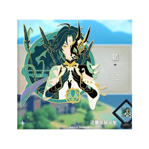 Game Genshin Impact Venti Xiao Zhongli Metal Badge Anime Button Brooch Pins Gifts Collection Medal Costume Souvenir Cosplay Xmas