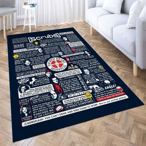 Wise Words of Scrubs Carpet for Living Room 3D Anime Cartoon Rug Gamer Teen Room Bedside Lounge Rug Kids Children Floor Mats