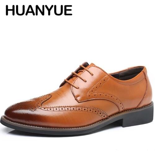 Men Leather Dress Shoes Autumn Men Business Flat Wedding Shoes Lace Up Mens Formal Shoes Oxfords Shoes For Men Big Size 38-47